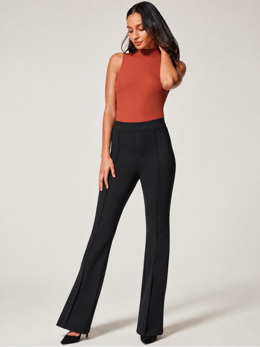 Spanx Super Smooth Perfect Fit Ponte Flare Pant Size Small Petite - Picture 2 of 16